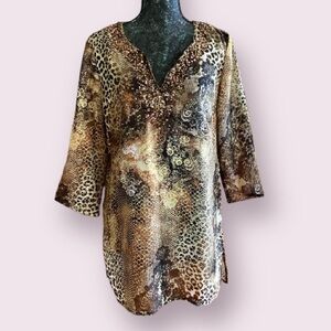 Chico’s Embellished Animal-Print Tunic